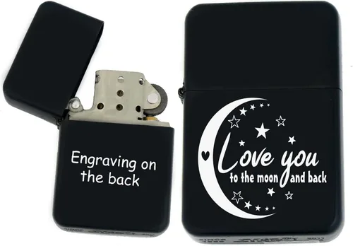 Miniatura 33 de Groomsman - Encendedor personalizado a prueba de viento negro mate, grabado láser gratuito para él, marido, padre, padrinos de boda Yin-yang-tigre