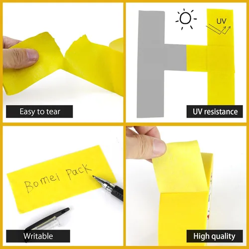 Miniatura 8 de BOMEI PACK Paquete de 4 cintas amarillas para pintores, 2 x 30 yardas, cinta adhesiva de pintura de primera calidad, cinta de papel de liberación