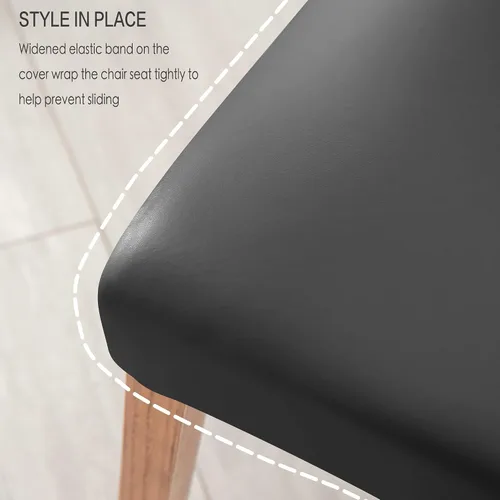 Miniatura 5 de Deisy Dee Fundas de cuero impermeables para sillas de comedor Parson (4, negro)