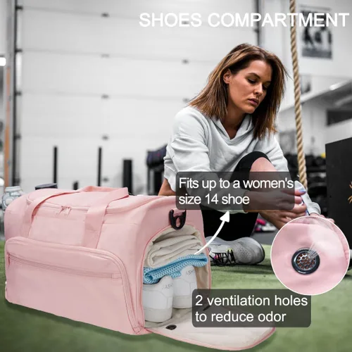 Miniatura 4 de Bolsa de gimnasio para hombres y mujeres, pequeña bolsa deportiva con bolsillo húmedo y compartimento para zapatos, bolsa de lona resistente al agua