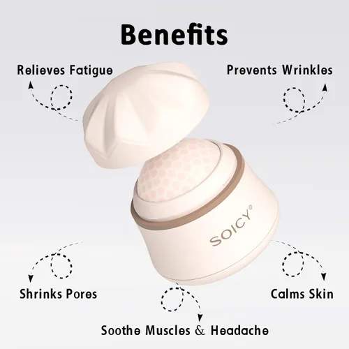 Miniatura 2 de Leeshine Rodillo de hielo en bola para cara y ojos - Herramientas de cuidado de la piel facial con un rodillo grande y estuche de transporte. Regalo