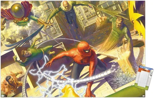 Miniatura 10 de Trends International Marvel Comics - Póster de pared de Spider-Man, batalla con seis siniestros, 22.375 x 34 pulgadas, versión premium sin marco
