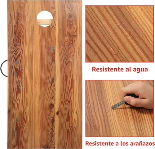 Miniatura 8 de UKASE Juego de Cornhole de Madera Maciza de Tamaño Reglamentario Portátil con Bolsas de Frijoles, Juego de Lanzamiento con Superficie de Veta