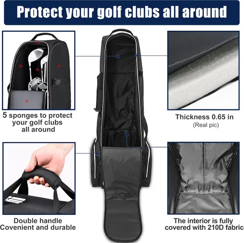 Miniatura 3 de Partage Golf Travel Bag with Wheels,Golf Travel Case for Airlines, 600D Heavy Duty Oxford