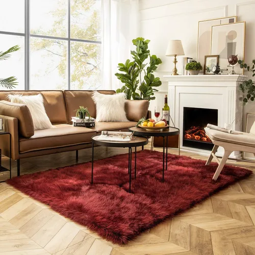 Miniatura 112 de Ashler Home Deco - Tapete de pelo sintético de oveja, mullido, suave, de 2 x 3 pies, lavable a máquina, dormitorio, habitación de los niños, sala