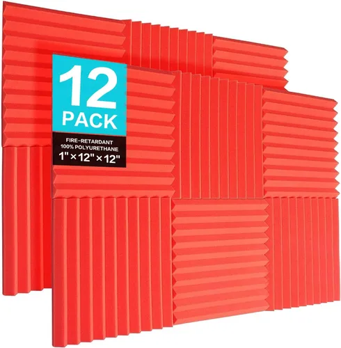 Miniatura 16 de JBER - Paquete de 12 paneles acústicos de espuma para pared de estudio, acolchonados, insonorizados, ignífugos, de 1 x 12 x 12 pulgadas Negro No