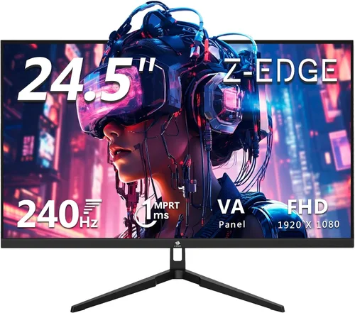 Monitor de juegos de 24.5" 240Hz, Z-Edge UG25F FHD 1920x1080 Monitor de computadora, 1ms LED sin marco, Relación de contraste 5000:1