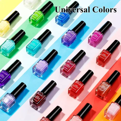 Miniatura 2 de Juego de esmaltes de uñas de secado rápido, 24 piezas de esmalte de uñas regular a granel blanco, nude, rosa, rojo, verde, azul, de larga duración