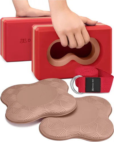 Miniatura 10 de Deep-Zen® Yoga Blocks Wrist Support; Yoga Blocks 2 Pack with Knee Pads and Strap to Put Less Weight on Wrists; Durable, Versatile Yoga Brick Púrpura