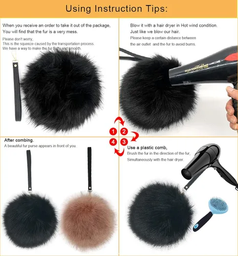 Miniatura 6 de FHQHTH Faux Fur Purse Fashion Clutch Handbag Shoulder Vintage Evening Bags for Women