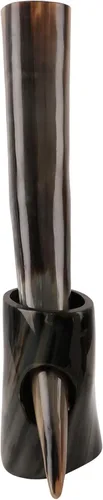 Miniatura 3 de Cuerno de beber real con soporte hecho a mano para cerveza Viking Ale cerveza vino malta vaso (14 pulgadas, cuerno natural)