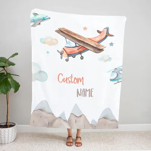 Miniatura 6 de Manta de avión personalizada, manta de bebé personalizada, manta con nombre de bebé, manta de guardería de avión, manta de felpa súper suave