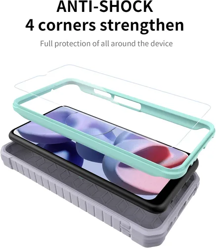 Miniatura 3 de Funda para Samsung Galaxy A03s 5G, protección de grado militar a prueba de golpes con protector de pantalla HD de vidrio templado y soporte