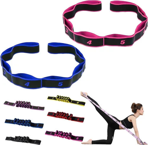 Miniatura 10 de Fitness Resistance Bands with Handles, Fitness Resistance Band for Stretching and Yoga, 8 Loops Elastic Exercise Bands, Exercise Resistance Bands