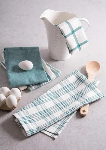 Miniatura 5 de DII Surtido Tejido, Juego de Paños de Cocina, 18x28 pulgadas, Verde Azulado, 5 Piezas