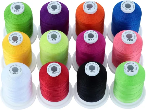 New brothread - 18 opciones - Hilos de algodón 100% mercerizado multiusos 50S/3 600M (660Y) cada carrete para acolchado, serger, costura y bordado -
