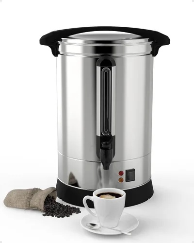TROPOW Urna de café de 120 tazas, 18L/4.8 galones de acero inoxidable de gran capacidad, dispensador de bebidas calientes de preparación rápida con