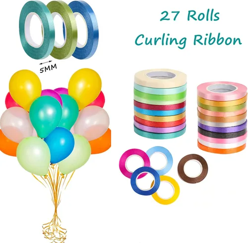 Miniatura 3 de WELTOKE 27 rollos de cinta rizadora de globos, cinta de envoltura de regalo para envolver, manualidades, bodas, fiestas, festivales, flores