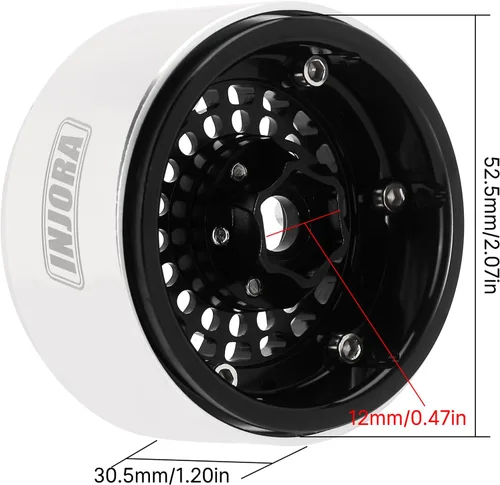 Miniatura 3 de INJORA Turbine 1.9" Beadlock Llanta de rueda Offset -0.394 in Rueda de aluminio para SCX10 Pro TRX4 VS4-10 Gen8 1/10 RC Crawler Car (negro)