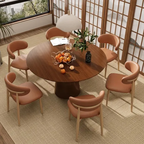 Miniatura 21 de Juego de 2 sillas de comedor para cocina, tapizadas, modernas, de cuero, original/beige