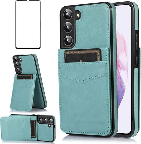Miniatura 12 de Asuwish Funda de teléfono para Samsung Galaxy S22 Plus/S22+ con protector de pantalla de vidrio templado y tarjetero para tarjetas de crédito, Negro