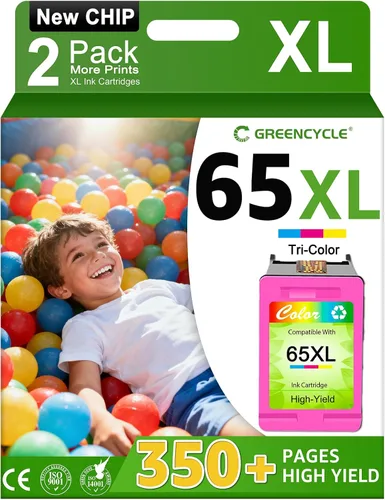 greencycle Cartucho de tinta remanufacturado de repuesto para HP 65 65xl compatible con impresora Envy 5055 5052 Deskjet 2655 3755 2622 2624 3758