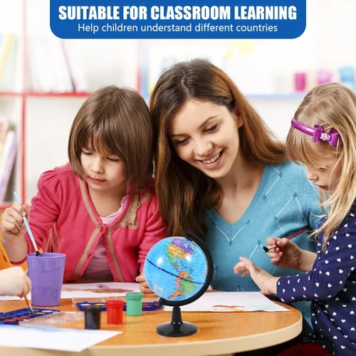 Miniatura 5 de KISEER Globo de mundo giratorio de 4 pulgadas con soporte para niños, aprendizaje de geografía, aula, educación u oficina, decoración del hogar