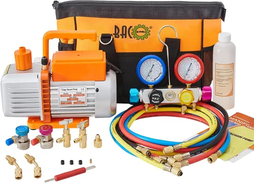 Miniatura 10 de BACOENG Juego de bomba de vacío de CA de 3.6CFM y medidor – Kit de bomba de vacío mini split doméstico para refrigerantes R410A – con adaptador mini