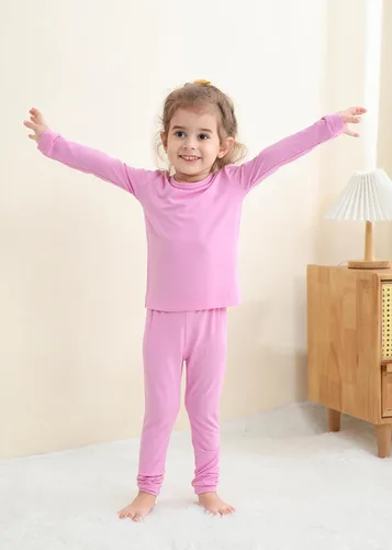 Miniatura 6 de GUISBY Conjunto de pijama de rayón de bambú para niños y niñas, ajuste cómodo, para uso diario, conjunto de pijama de 2 piezas