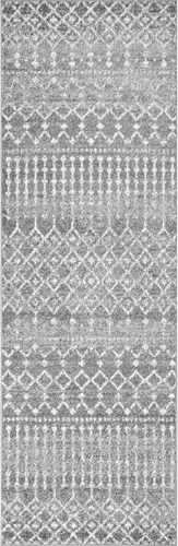 Miniatura 3 de nuLOOM 2x6 Alfombra marroquí Blythe, gris oscuro, diseño bohemio descolorido, resistente a las manchas, para dormitorio, comedor, sala de estar