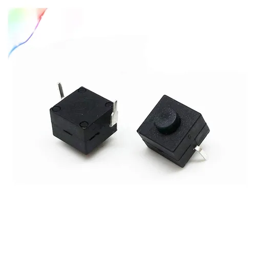 Miniatura 2 de Industrial Switches 5pcs Small Micro self Locking Small Micro self Locking 8 * 8 * 8.4 2 feet wit 2 feet with Lock Light Touch Switch Button Black