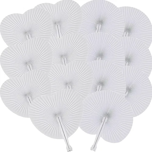Miniatura 17 de 60 abanicos de papel blanco, abanicos plegables de mano para mujeres, abanicos de mano plegables decorativos de corazón para bodas, novias, Corazón