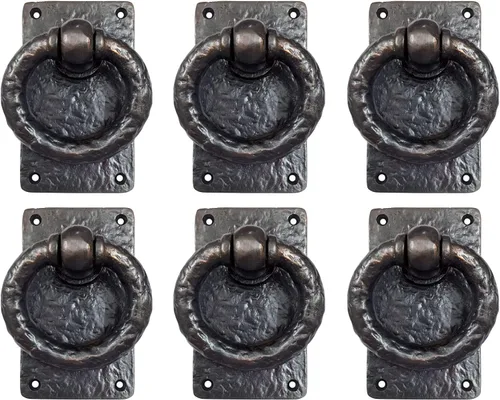 Miniatura 2 de Adonai Hardware "Adonikam" - Anillo de hierro fundido antiguo resistente para puerta de entrada frontal medieval (1 paquete, negro mate) para Mate