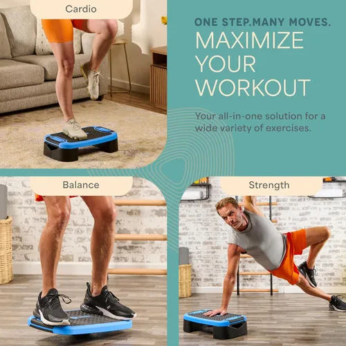 Miniatura 6 de Lifepro - Tabla de equilibrio aeróbico 4 en 1 y plataforma de ejercicio escalonada, plataforma inclinada multifuncional, ajustable, antideslizante