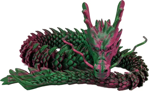 Miniatura 5 de Dragón impreso en 3D – Personalizable, hecho a pedido, juguete articulado del dragón mítico, regalo (M, negro con vientre verde lima)