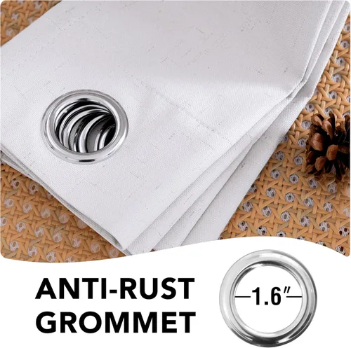 Miniatura 6 de H.VERSAILTEX Cortinas Opacas de Lino de 63 Pulgadas de Largo, 100% Opacas, con Aislamiento Térmico, con Aspecto de Lino Texturizado, Cortinas Blanco
