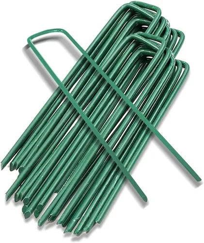 Yeasing Clavijas de jardín, estacas de suelo, grapas, clavos en forma de U, pasador de uñas para asegurar el paisaje, pasador de uñas, malla de tela