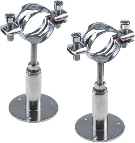 Quluxe 2 soportes de tubo de montaje en pared de acero inoxidable para montaje en techo, soporte de tubo ajustable para tubo de 1-1/2 pulgadas de
