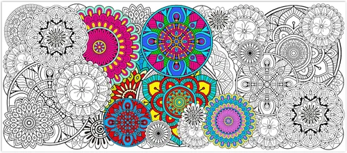 Dvbonike Póster Jumbo de Colorear Mandala Póster Gigante de Papel para Colorear Flores DIY Dibujo en Blanco Arte Doodle Pancarta Circular Floral