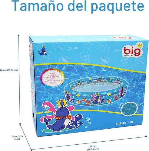 Miniatura 8 de Piscina infantil de 3 anillos para niños pequeños, 48"X12", piscina para niños, piscina inflable de pelotas para bebés, piscina pequeña para bebés