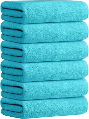 Miniatura 58 de JML Toallas de microfibra, juegos de toallas de baño (paquete de 6, 27 x 55 pulgadas), extra absorbentes, de secado rápido, multiusos, para baño