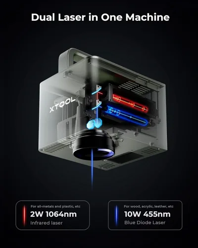 Miniatura 12 de xTool F1 Grabador Láser Dual 2 en 1, Máquina de Grabado Láser Portátil de Velocidad Relámpago, Grabador Láser HD para Joyería, Metal, Madera, Cuero
