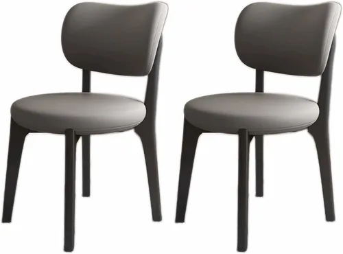 Miniatura 13 de Juego de sillas de comedor de madera modernas con respaldo curvado, sillas de cocina tapizadas con marco de madera, sillas laterales sin brazos