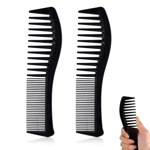 2 peines para el cabello, peine de plástico para peinado, peine de doble cabeza, peine grande de dientes anchos y finos para mujeres y hombres,