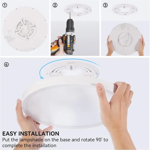 Miniatura 6 de Paquete de 6 luces LED de techo de 12 pulgadas, 3200 lm, 28 W, 3 colores intercambiables (3000 K/4000 K/6000 K), 120 V de montaje en superficie