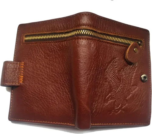 Miniatura 149 de Hombres Cool Eagle Wolf Caballo Totem Cuero Vaca Vertical Cartera Cremallera Multi-tarjeta Titular, Tótem de caballo, Minimalista