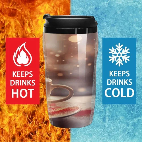 Miniatura 5 de Hearts Drawn on Coffee Coffee Cup Hot Coffee Travel Mug Reusable Iced Coffee Cups Double Heat Insulation Coffee Mug with Leak-Proof Lid Stylish