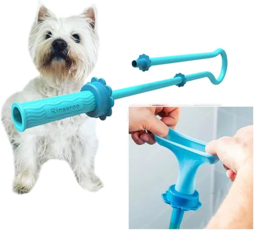 Rinseroo Lavadora de manchas para perros, manguera de ducha deslizante de 6 pies para un fácil enjuague de mascotas, se adapta a cabezales de ducha