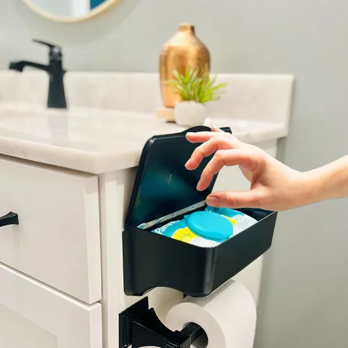 Miniatura 2 de Soporte para toallitas para baño – Organizador adhesivo de montaje en pared para toallitas húmedas – Estante de toallitas de inodoro de baño