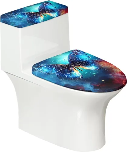 Miniatura 21 de Flashideas Juego de cubierta para tanque y tapa de inodoro con estampados de patas de perro coloridas - Elástico, se adapta a la mayoría de tanques